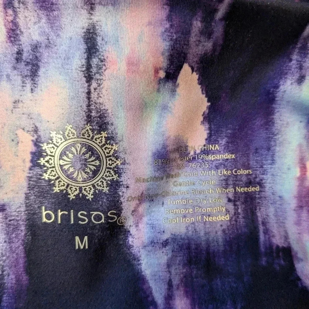 Brisas Yoga Pants / Leggings Painted Internal Waist Pocket Purple Multi SZ Mediu - Picture 5 of 5